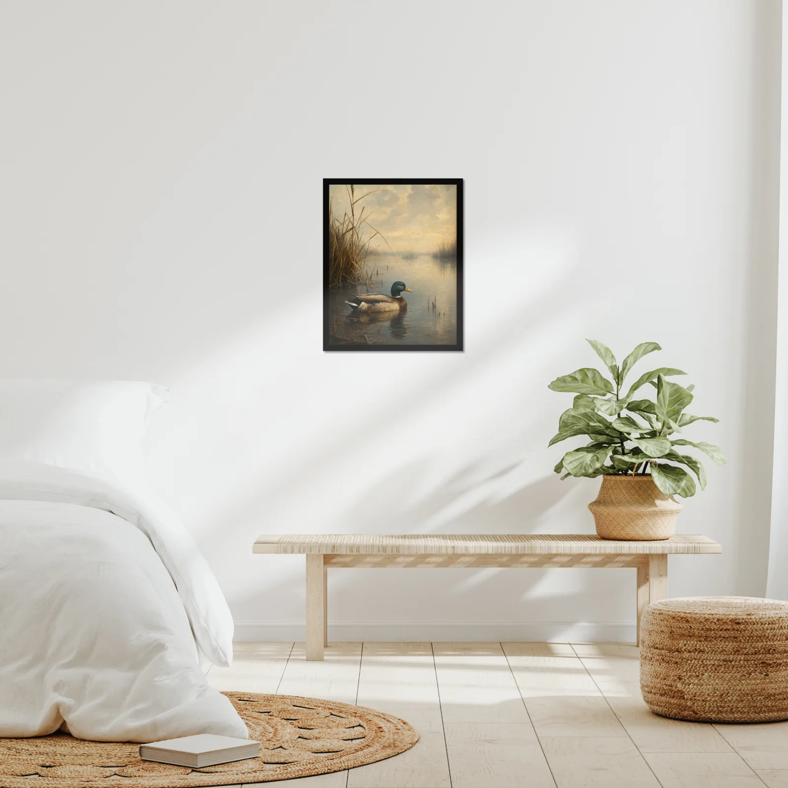 Mallard Drake framed at 16x20 inches, shown on a wall to scale
