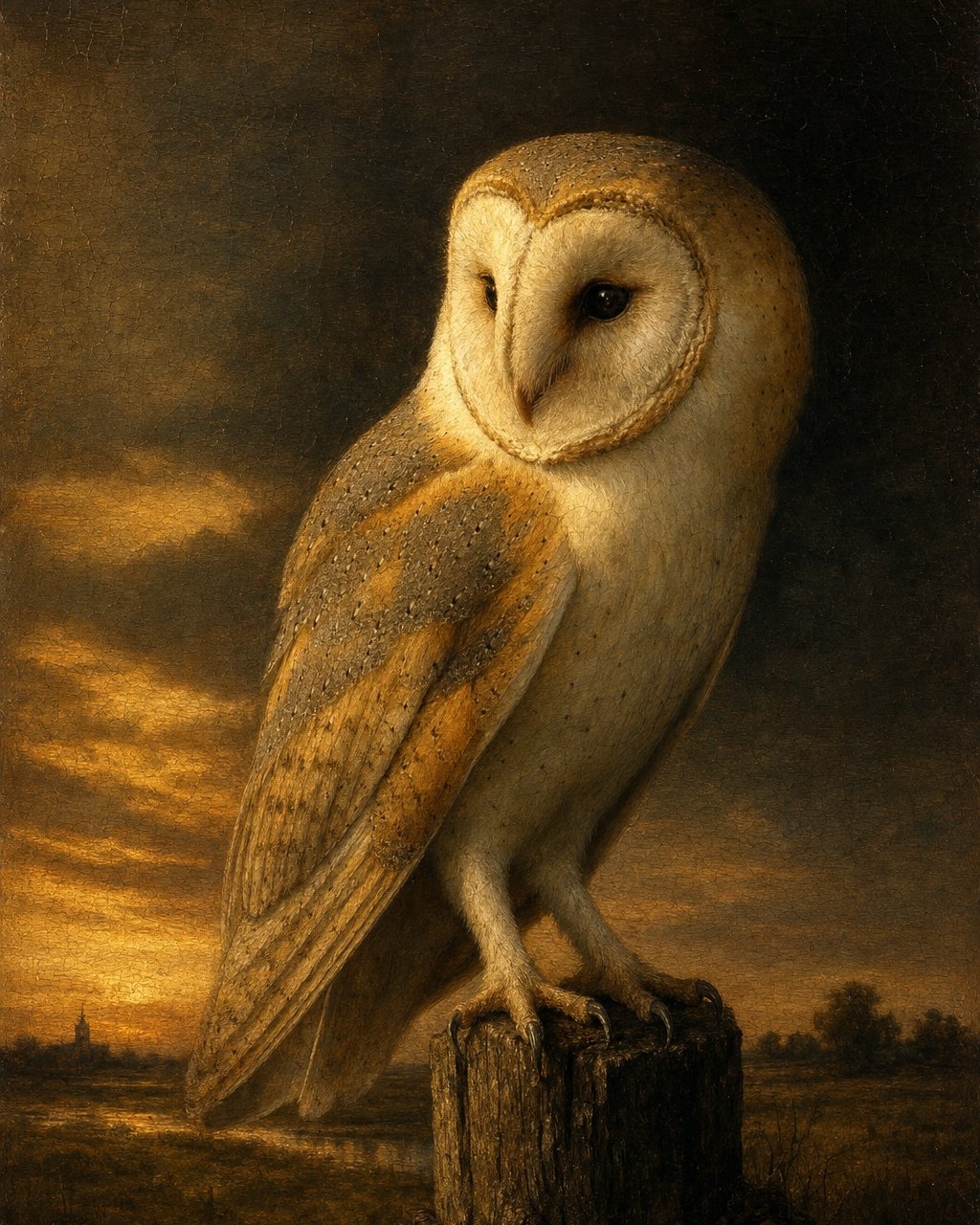 Barn Owl, oil-painting-style print
