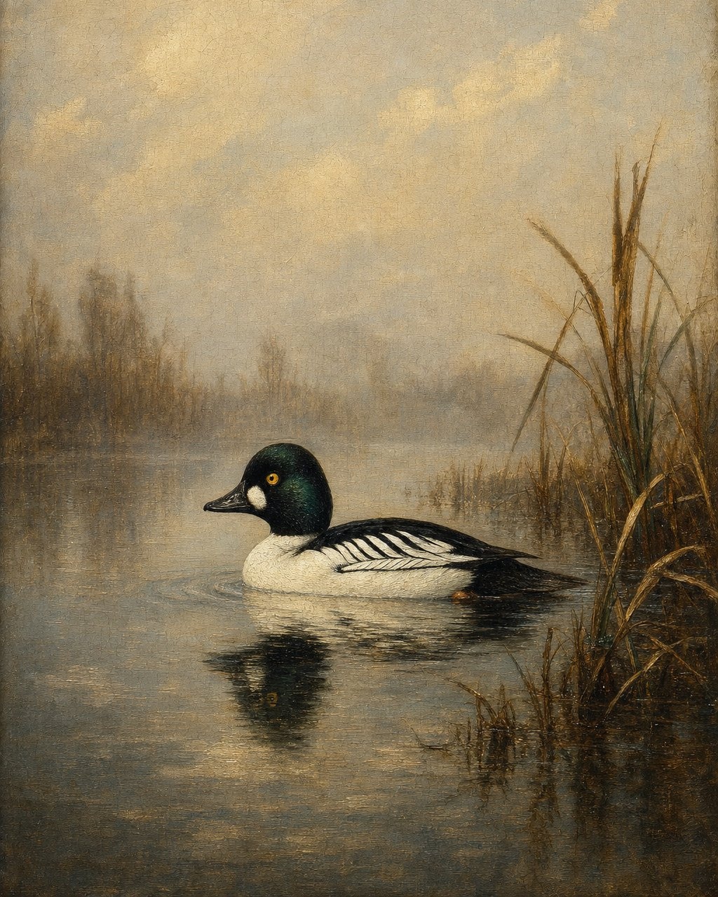 Common Goldeneye, oil-painting-style print