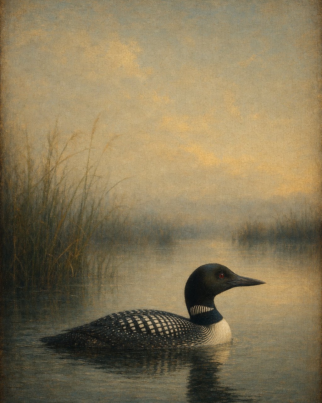 Common Loon, oil-painting-style print