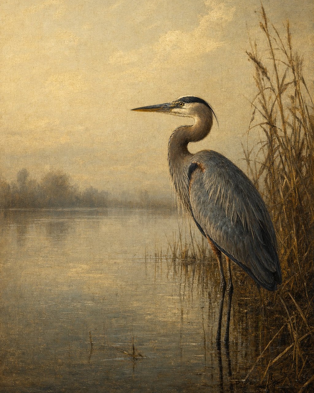 Great Blue Heron (Facing Left), the companion print