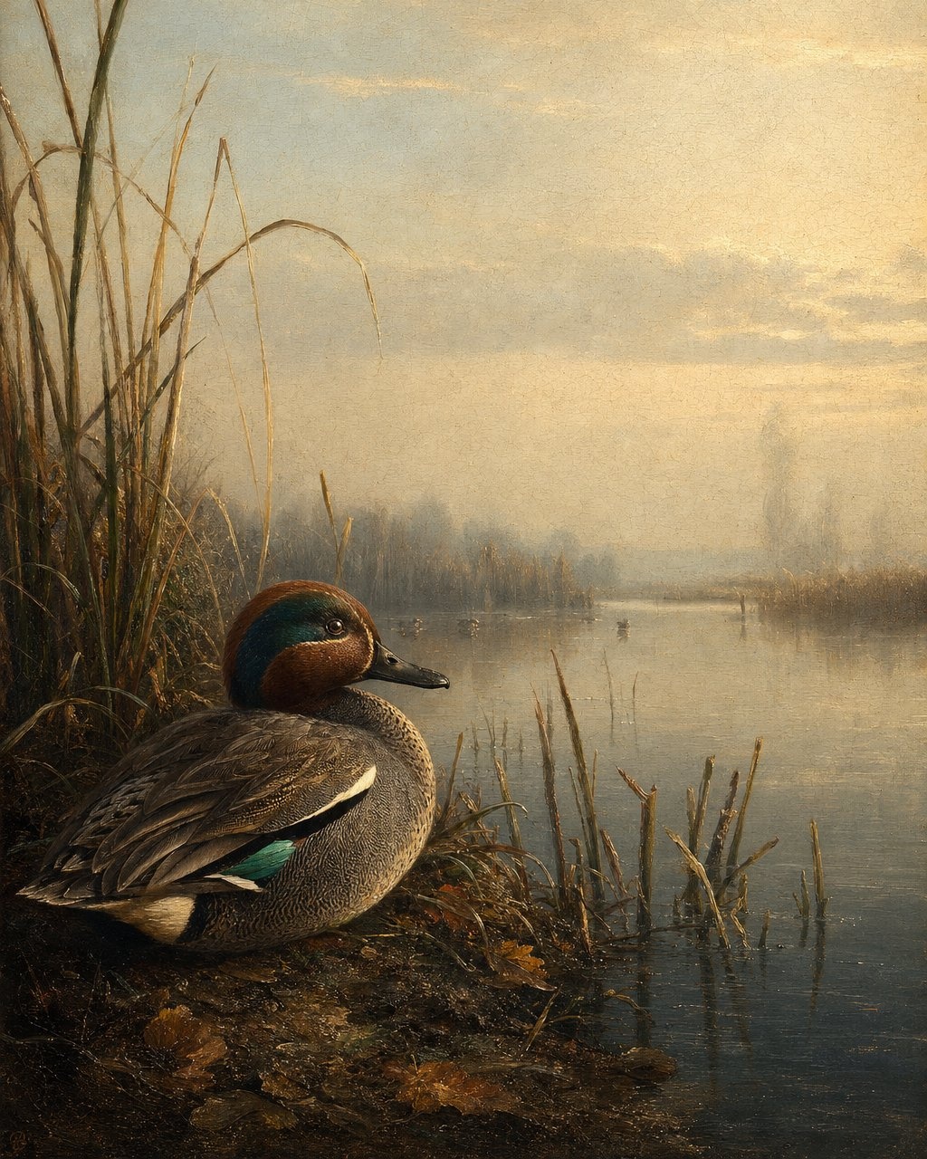 Green-winged Teal, oil-painting-style print