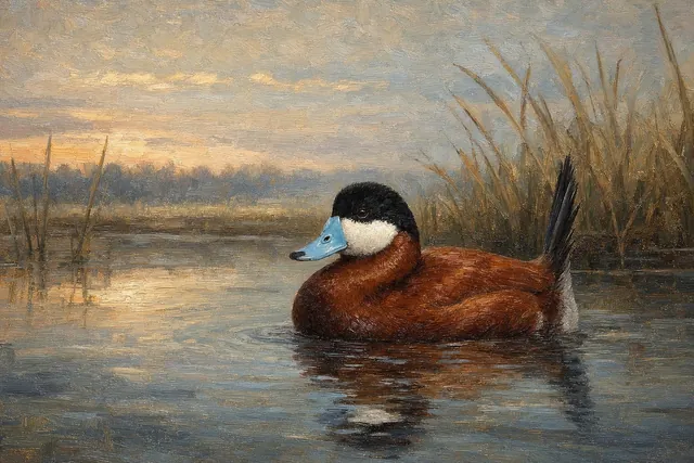 Ruddy Duck in Breeding Colour, oil-painting-style print