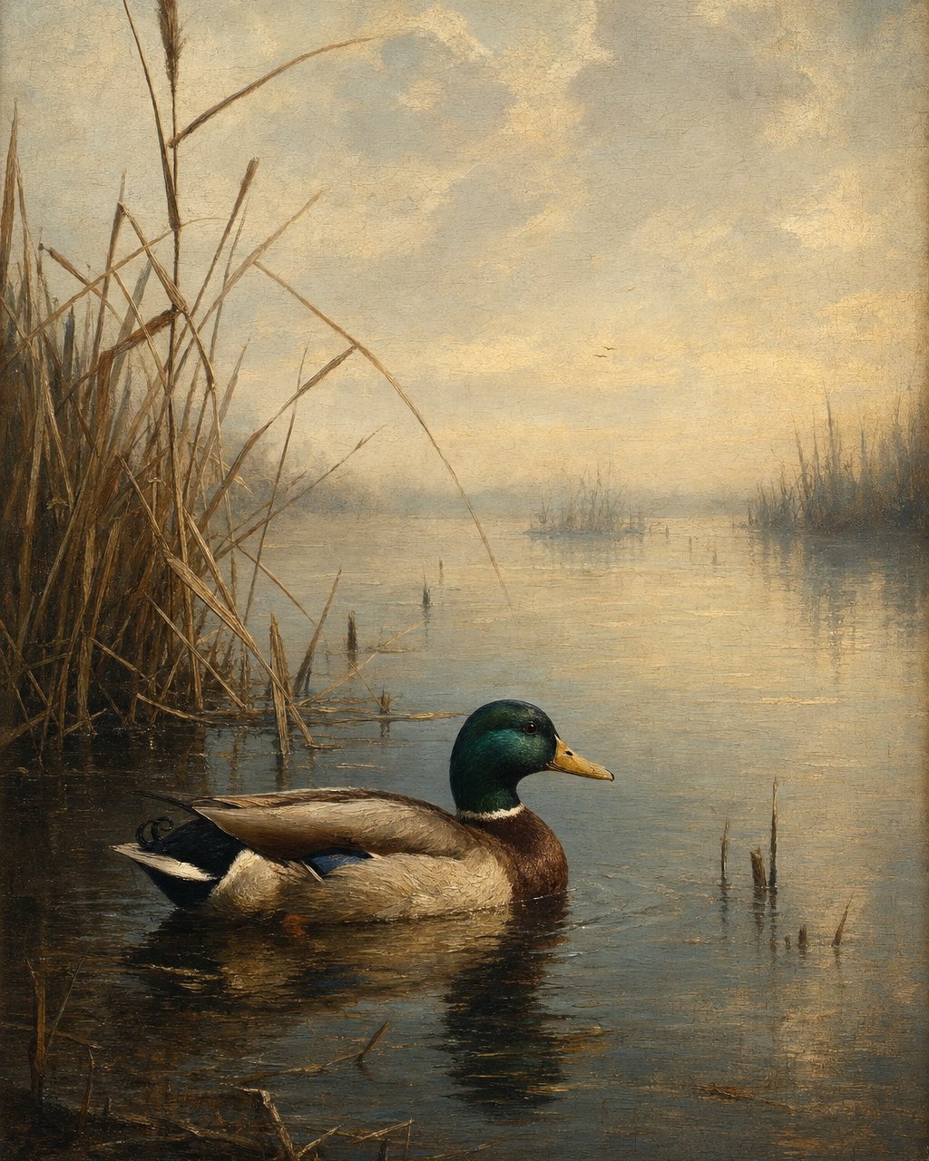 Mallard Drake, oil-painting-style print