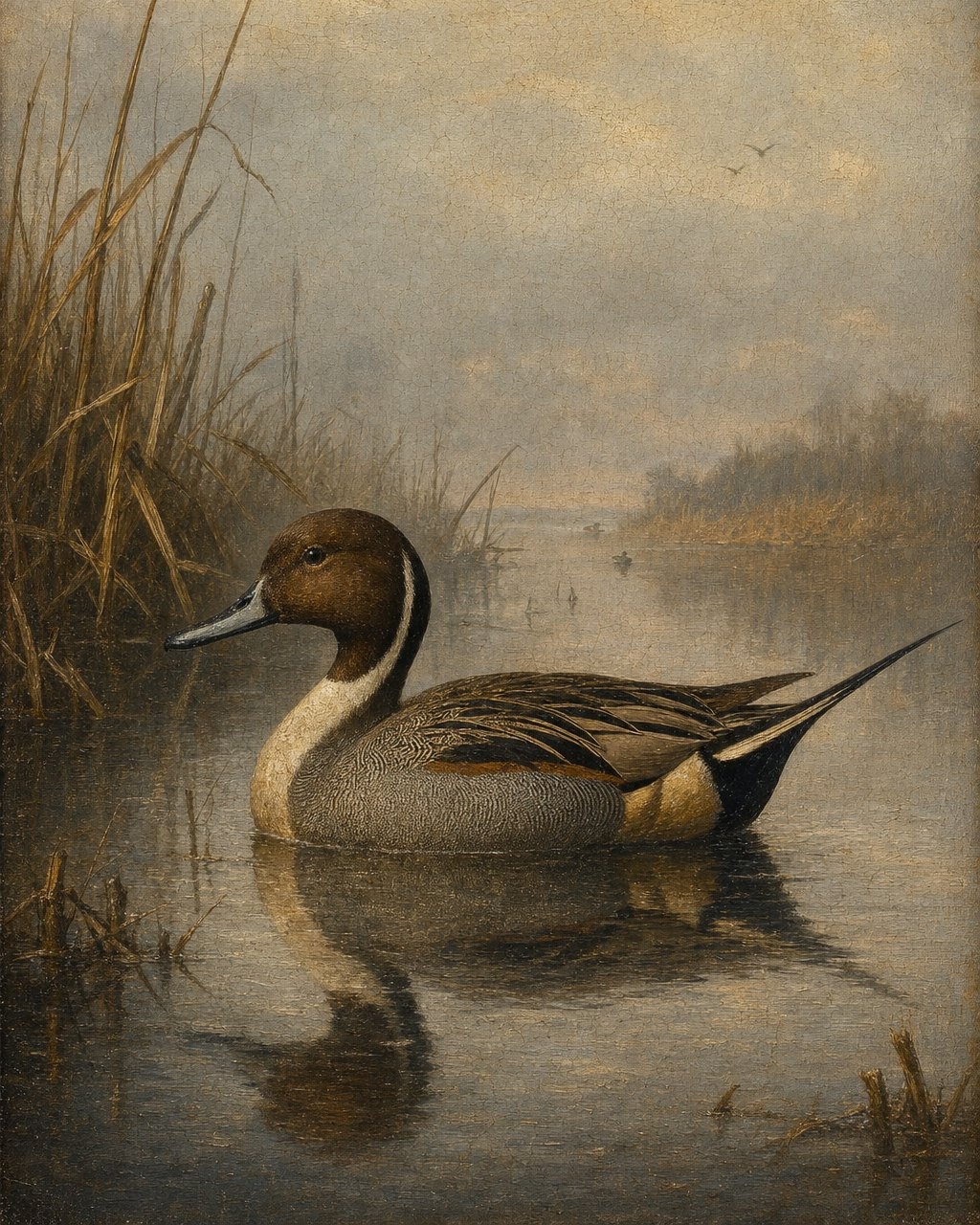 Northern Pintail Drake, oil-painting-style print