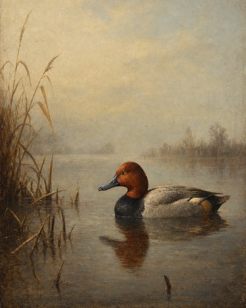 Redhead Drake, oil-painting-style print