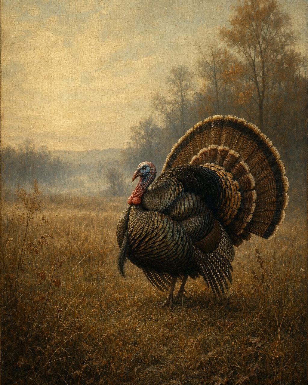 Wild Turkey, oil-painting-style print