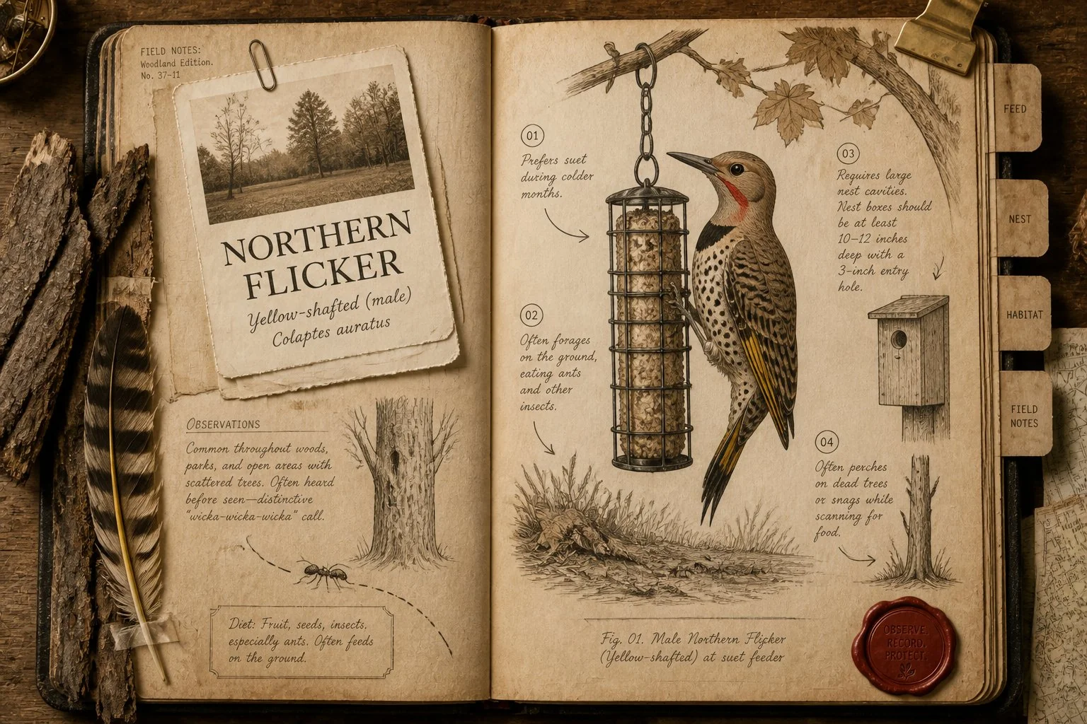 How to Attract Northern Flickers: A Ground-Foraging Woodpecker Needs a Different Setup