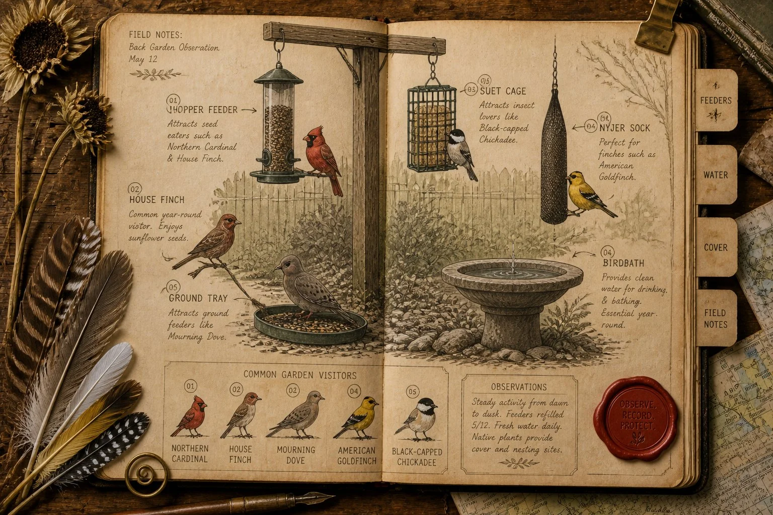 How to Attract Common Backyard Birds: The Five-Feeder, Three-Plant Garden