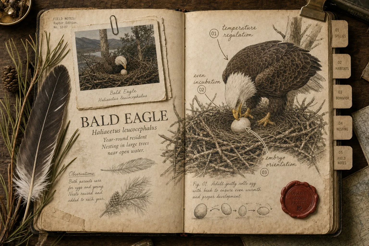 Why Do Eagles Roll Their Eggs? Temperature, Position, and Survival
